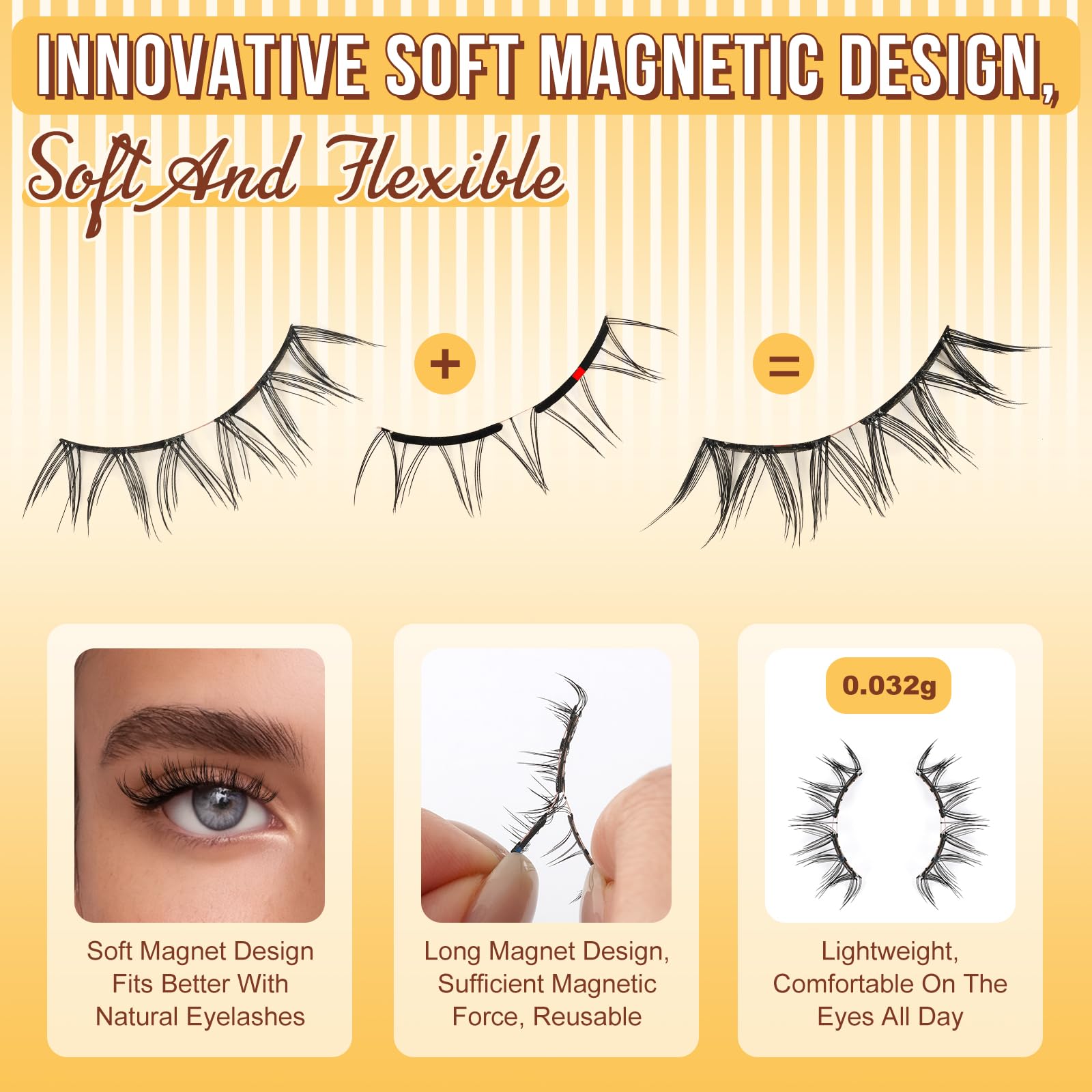 QUEWEL Soft Magnetic Lashes with Applicator | No Glue Needed, Reusable