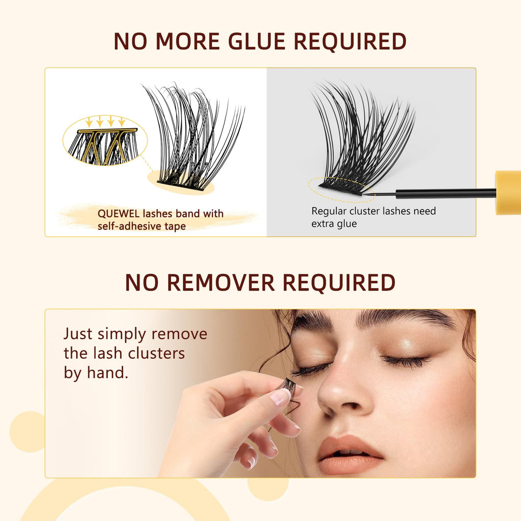 QUEWEL Self-Adhesive Eyelashes Kit ZN-01 – No Glue Needed, Press-On Lashes for Beginners