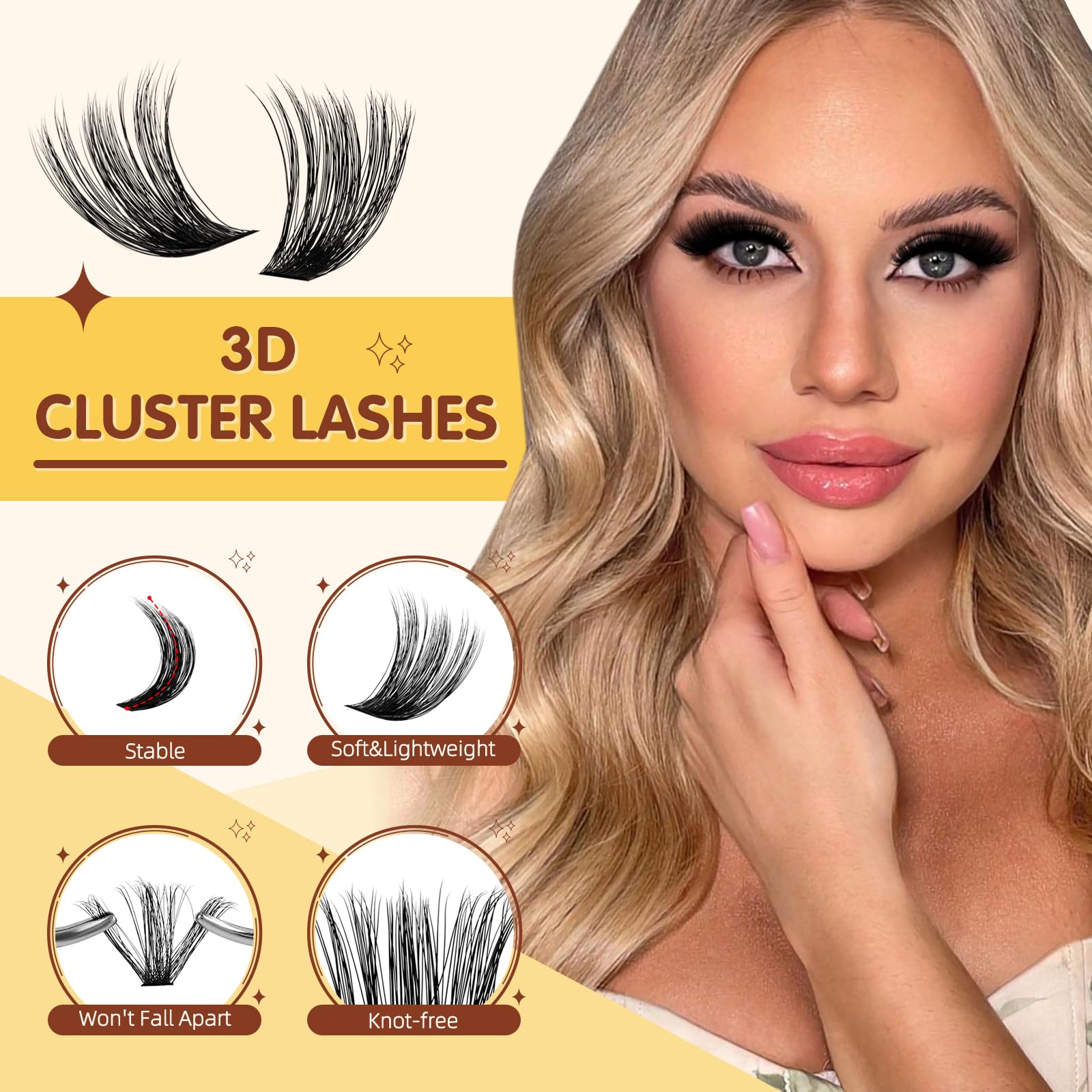 QUEWEL DIY Lash Extension Kit | 300 Pcs Cluster Lashes 10-20mm | Waterproof Lash Bond & Seal