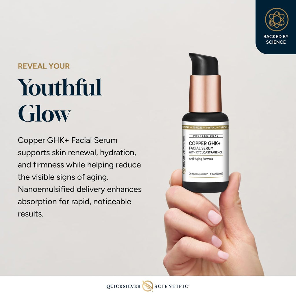 Quicksilver Scientific Copper GHK+ Facial Serum with Cycloastragenol | Smooth, Radiant Skin