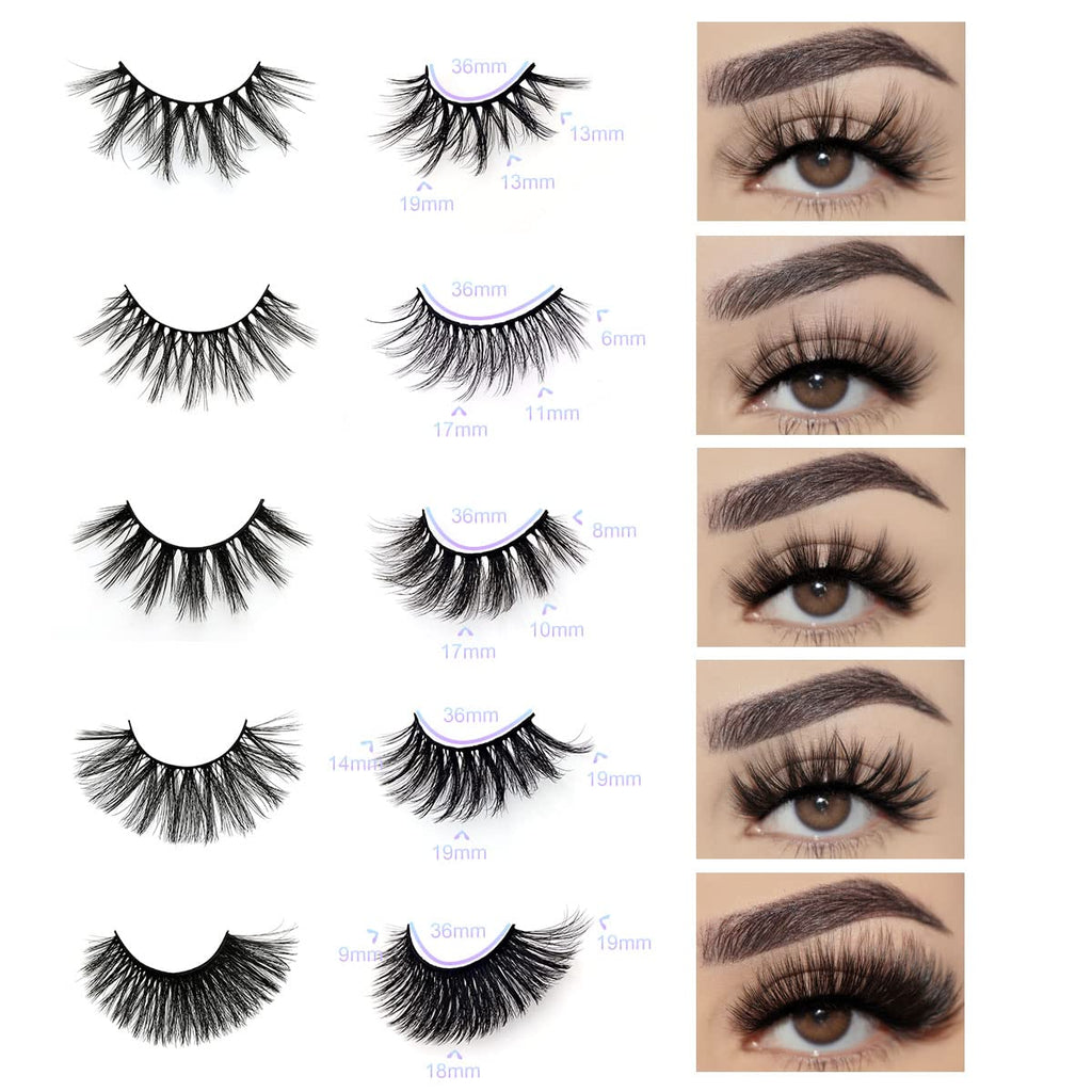 QUNETY Wholesale Mixed Lashes Pack | 3D Faux Mink, 100 Pairs, 5 Styles, Cotton Band, Reusable