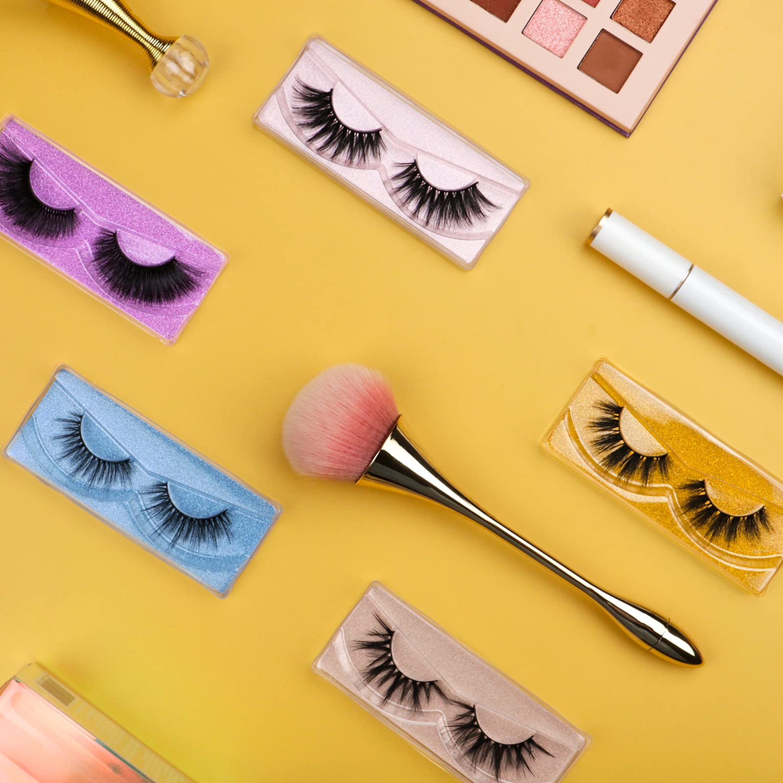 QUNETY Wholesale Mixed Lashes Pack | 3D Faux Mink, 100 Pairs, 5 Styles, Cotton Band, Reusable