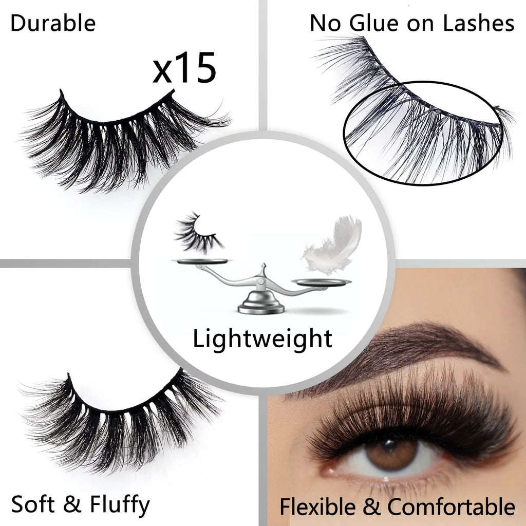 QUNETY Wholesale Mixed Lashes Pack | 3D Faux Mink, 100 Pairs, 5 Styles, Cotton Band, Reusable