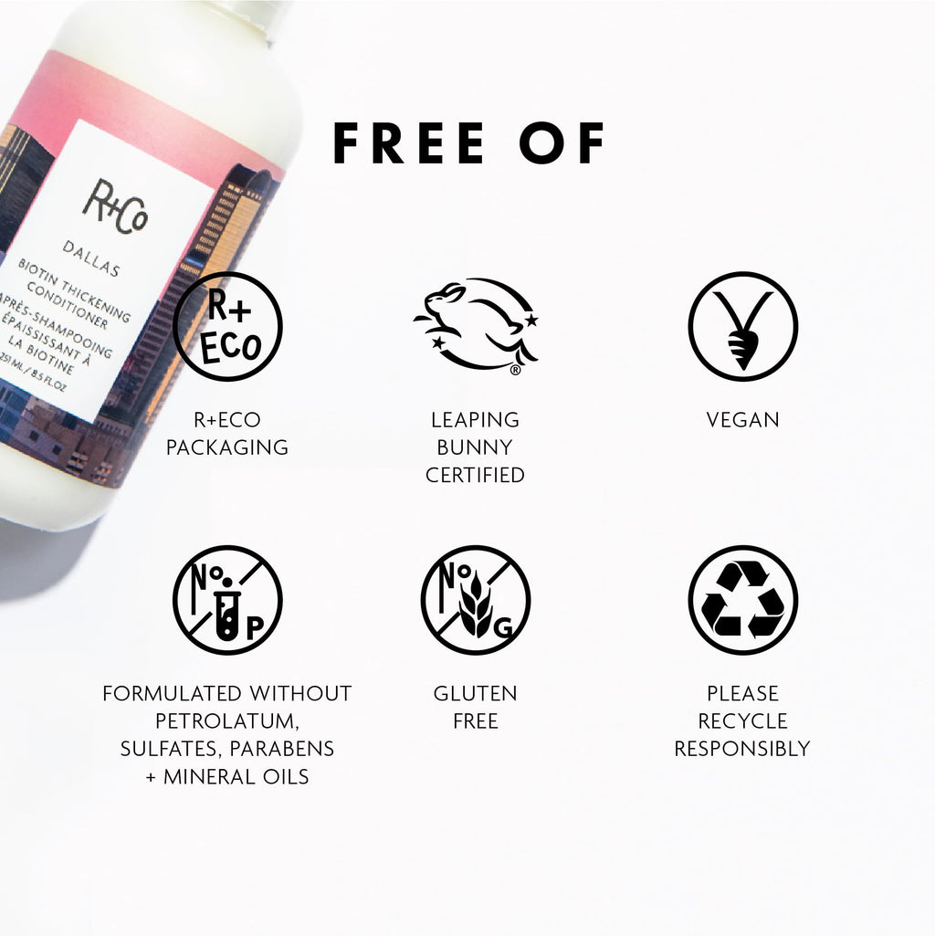 R+Co Dallas Biotin Thickening Conditioner | Weightless Hydration, Volume + Shine | Vegan + Cruelty-Free | 8.5 oz