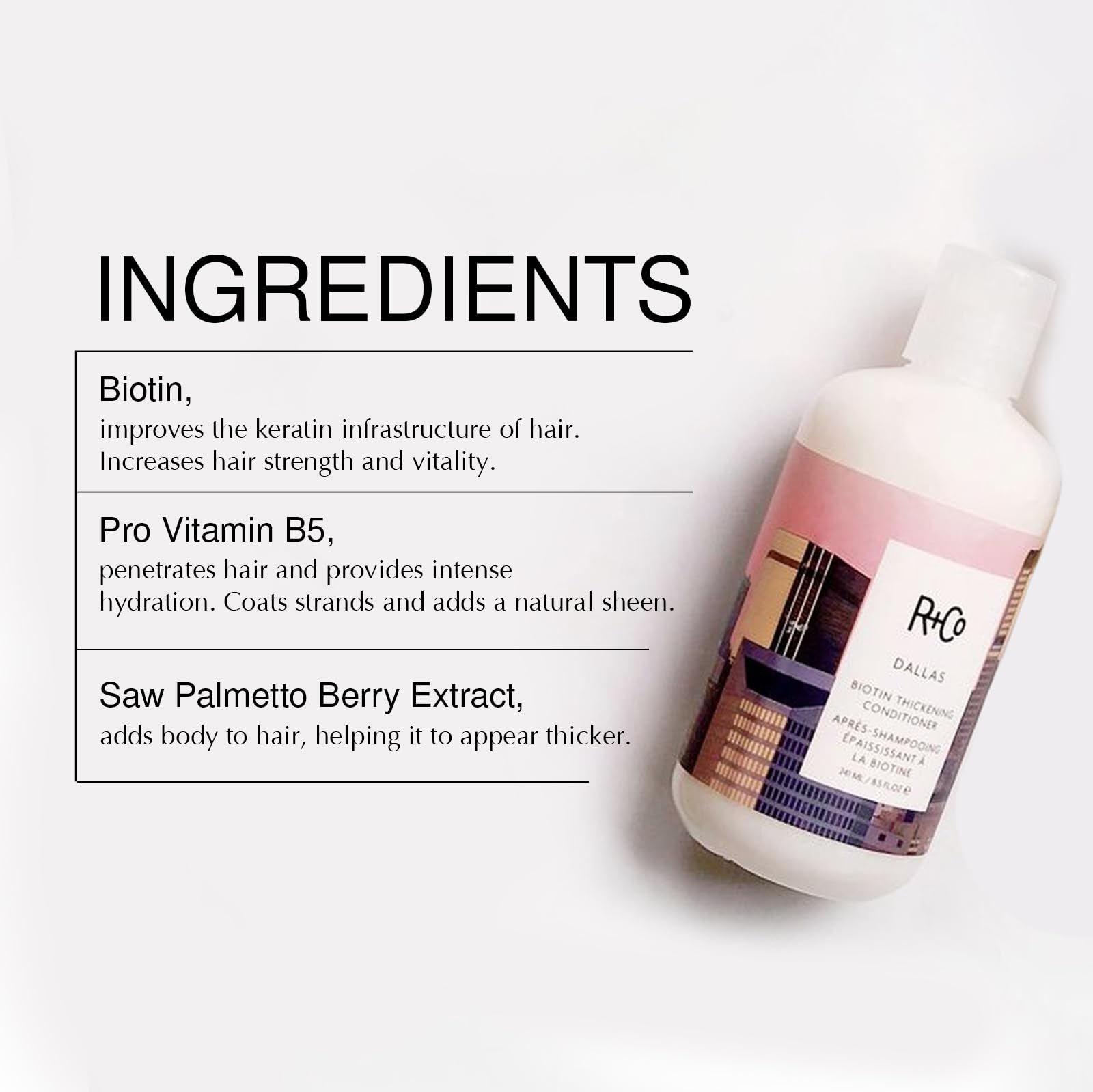 R+Co Dallas Biotin Thickening Shampoo & Conditioner Set | Adds Volume, Strength & Fullness | Sulfate-Free, Vegan + Cruelty-Free | 33.8oz (Pack of 2)