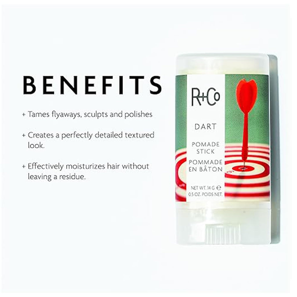 R+Co Dart Pomade Stick | Tame Flyaways, Sculpt & Polish | Long-Lasting Texture | Vegan + Paraben-Free | 2 Pack