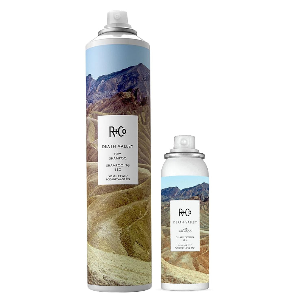 R+Co Death Valley Dry Shampoo Set — Adds Volume, Absorbs Oil & Texture | Vegan, Gluten‑Free & Paraben‑Free | 6oz + 1.6oz