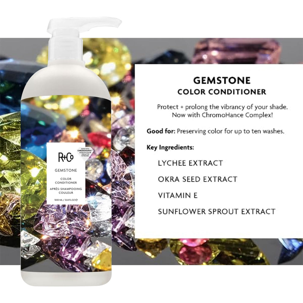 R+Co Gemstone Color Shampoo & Conditioner Set | Color Protection, Repair & Nourishment | Vegan + Cruelty-Free | 33.8oz (Pack of 2)