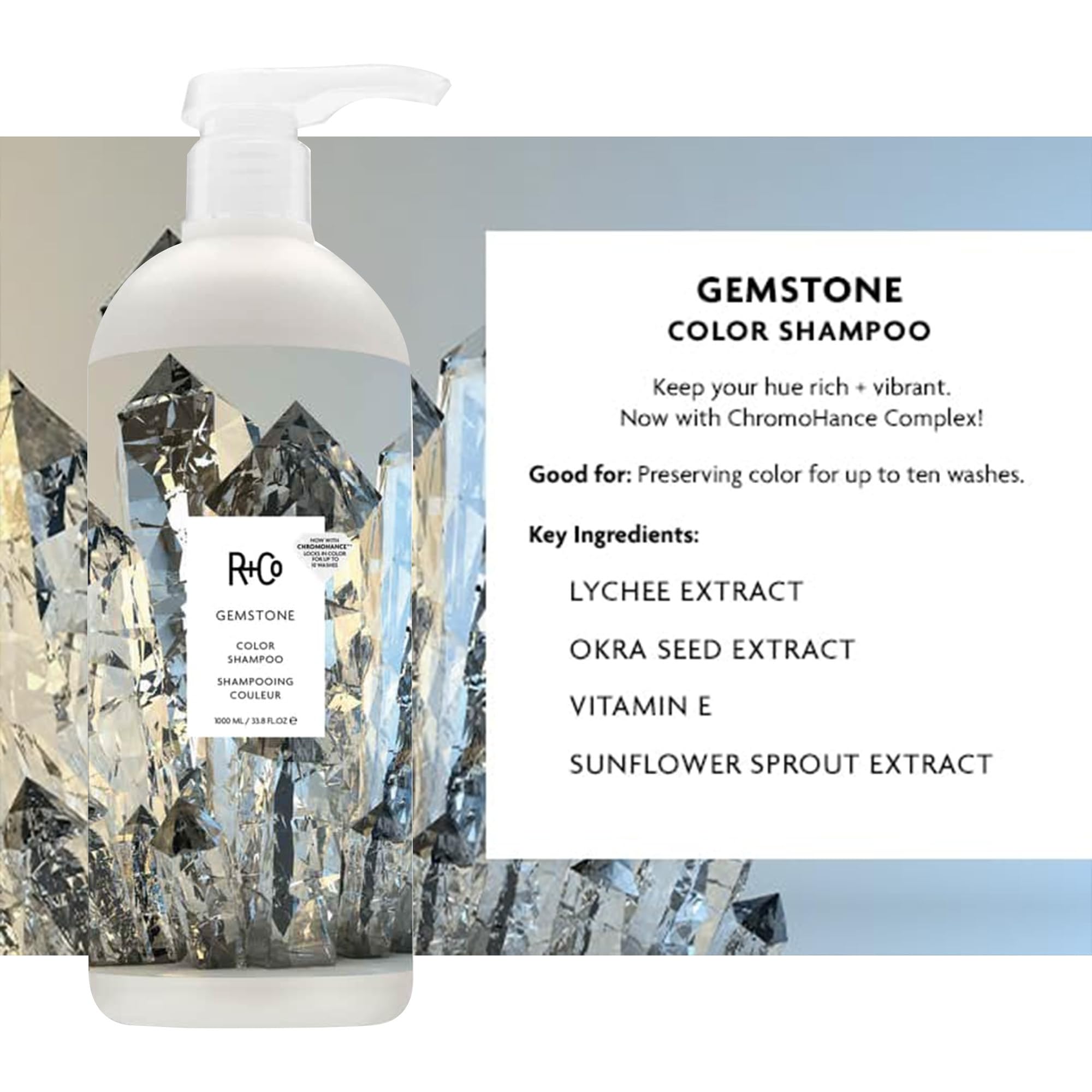 R+Co Gemstone Color Shampoo & Conditioner Set | Color Protection, Repair & Nourishment | Vegan + Cruelty-Free | 33.8oz (Pack of 2)