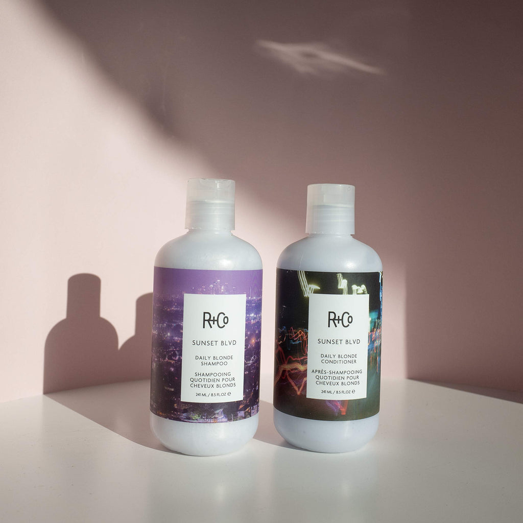 R+Co Sunset Blvd Daily Blonde Shampoo + Conditioner Duo — Brighten Blondes & Silvers (8.5 Fl Oz each) Set of 2