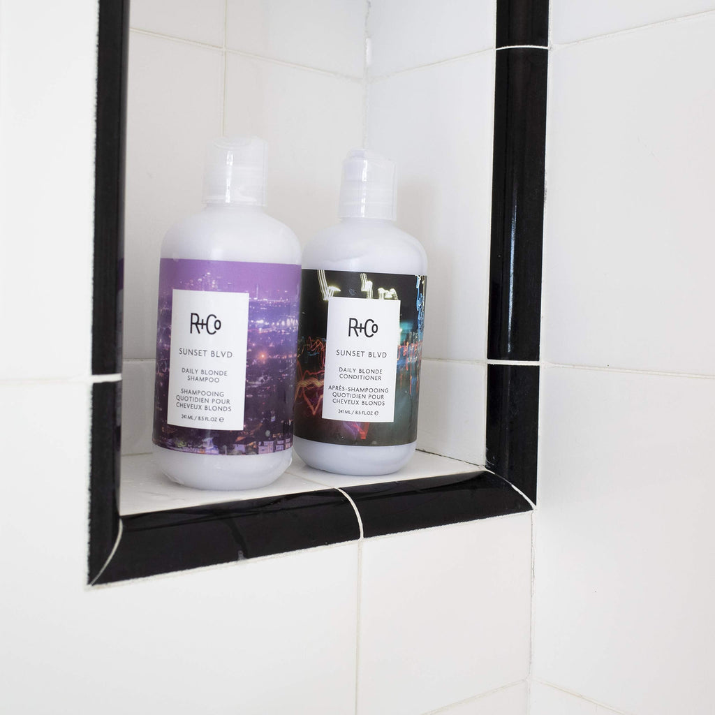 R+Co Sunset Blvd Daily Blonde Shampoo + Conditioner Duo — Brighten Blondes & Silvers (8.5 Fl Oz each) Set of 2