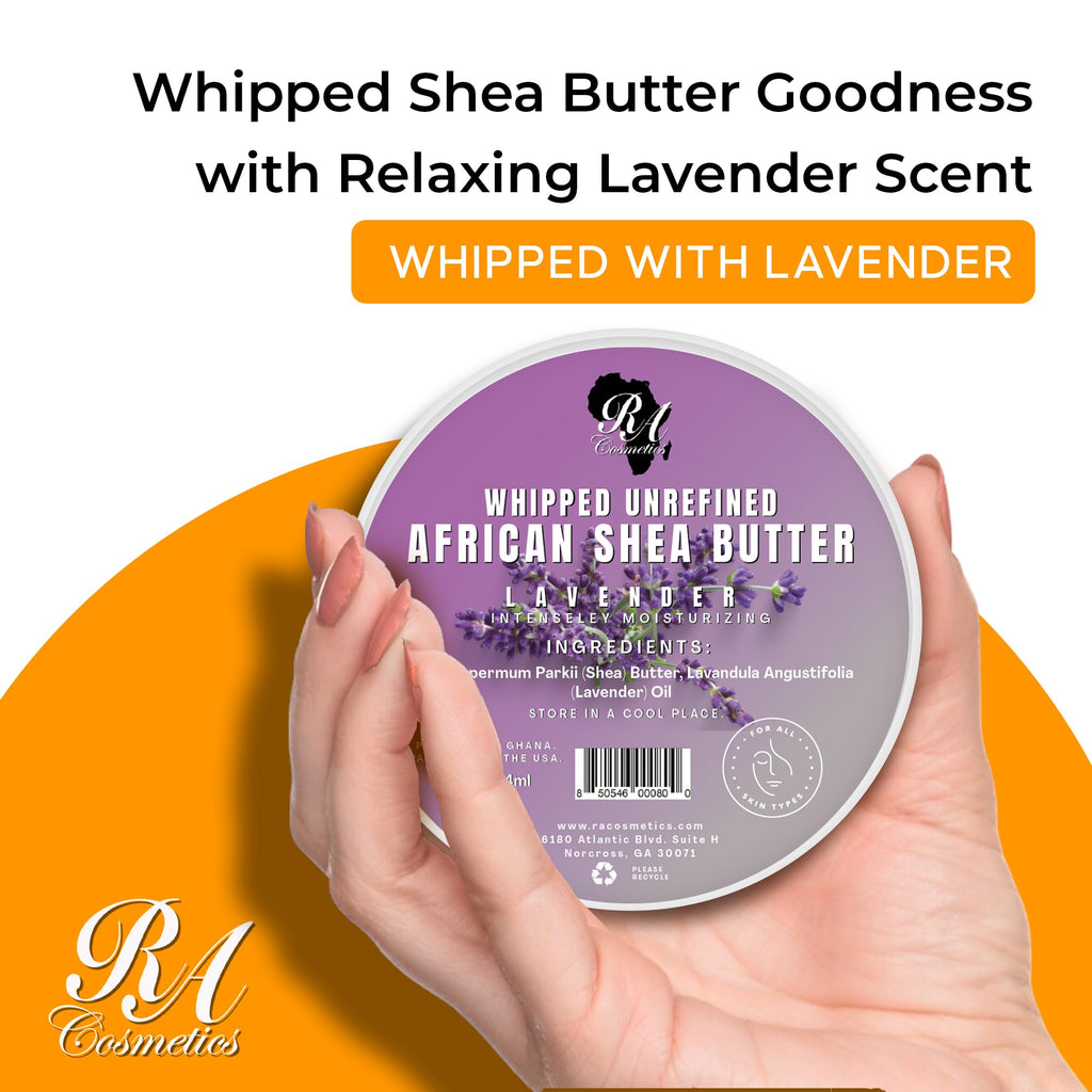 RA COSMETICS Whipped Shea Butter with Lavender Extract – 12oz, 100% Unrefined Shea from Ghana