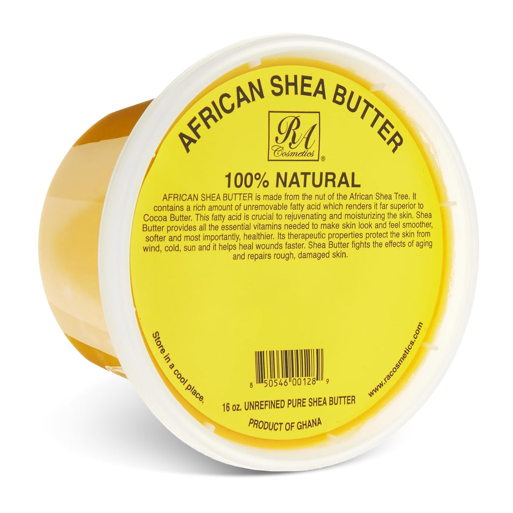 RA Cosmetics 100% Pure African Shea Butter – Golden, Unrefined, 16 oz Jar for Skin & Hair