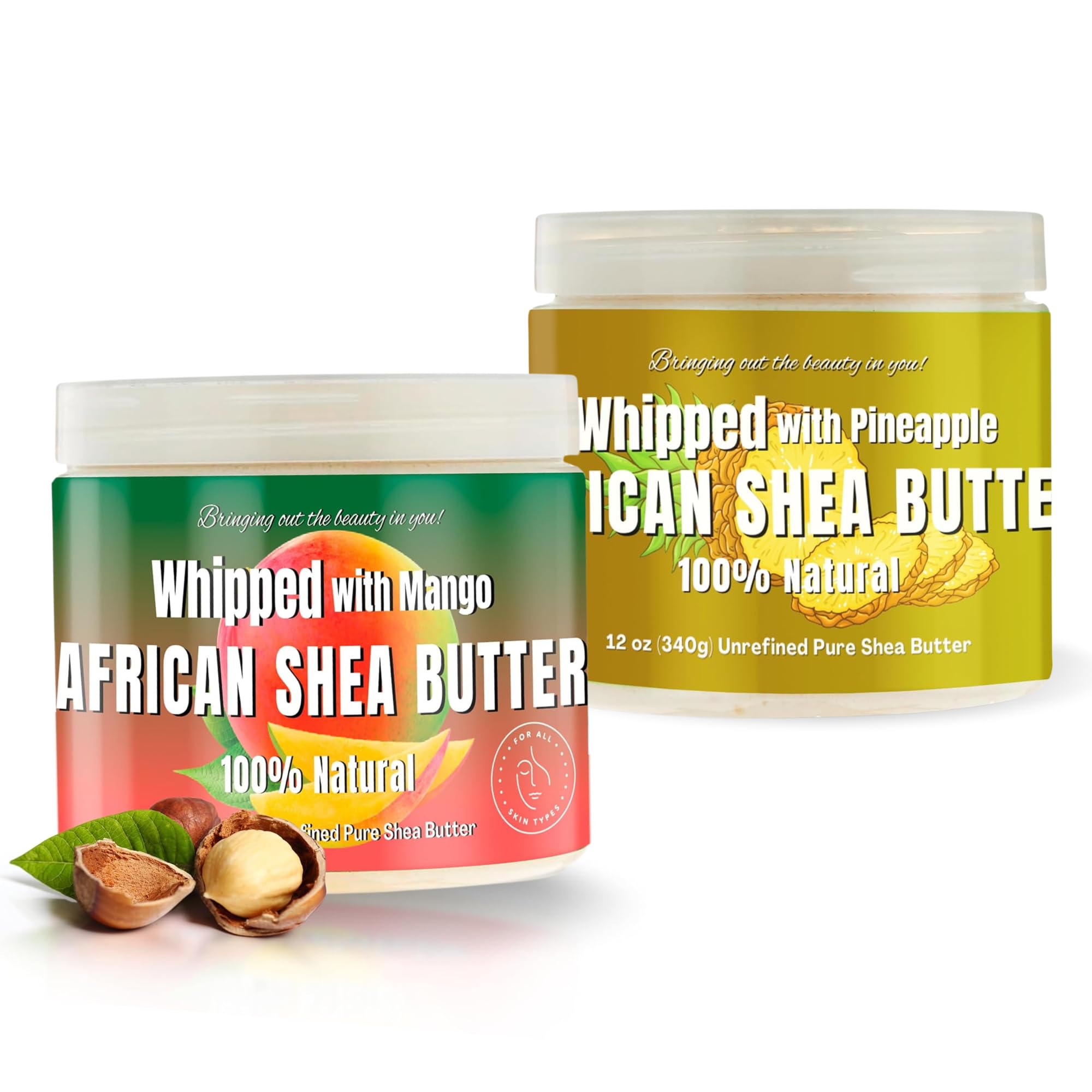 RA COSMETICS Whipped Shea Butter Bundle – Pineapple & Mango, 12oz Jars