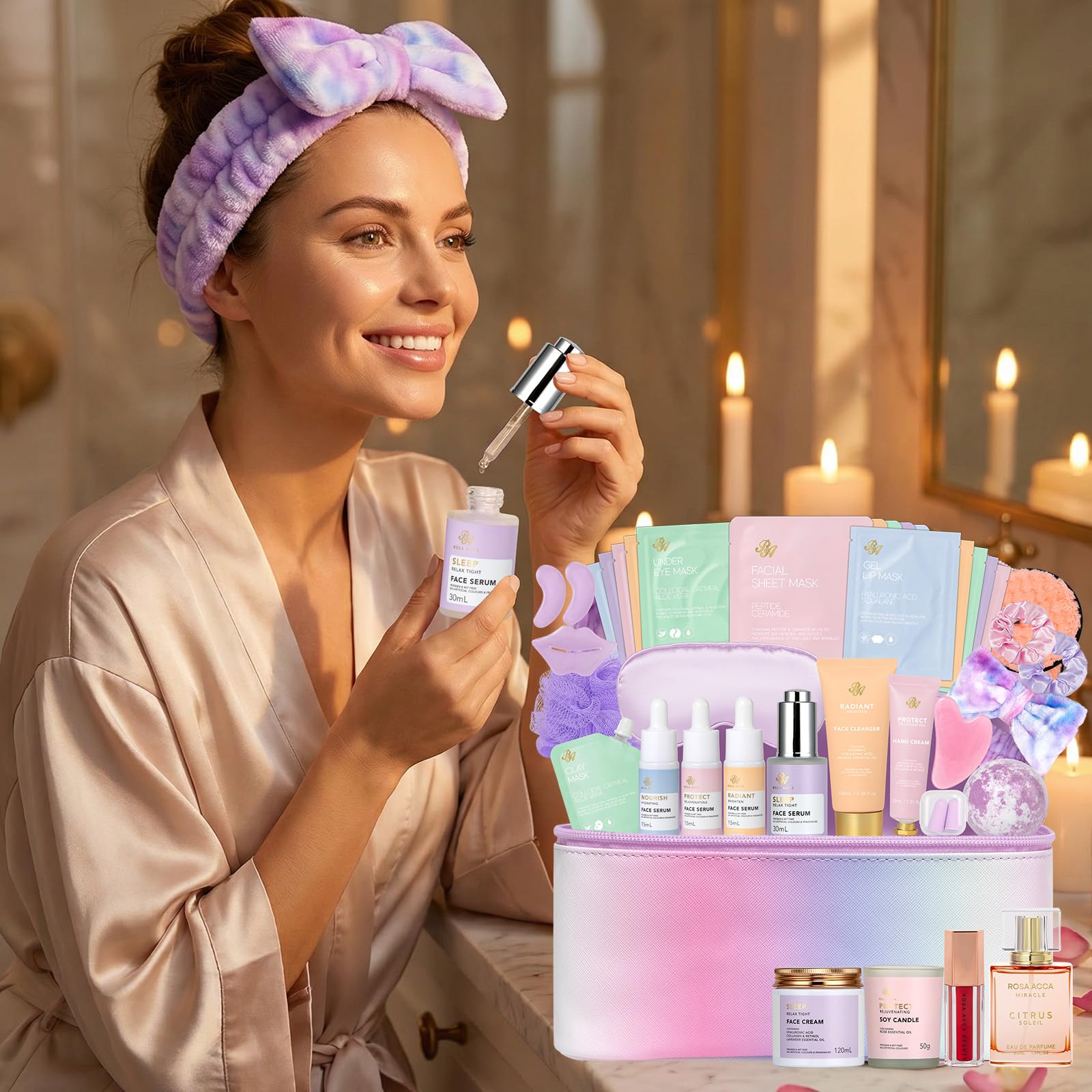 RA ROSA ACCA 36-Piece Skin Care Gift Set for Women – Hydrating Spa Kit