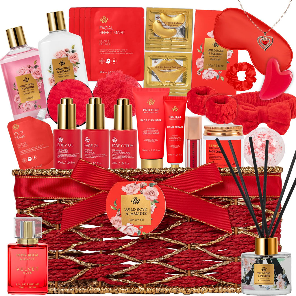 RA ROSA ACCA 35-Pc Valentines Gift Set for Women — Red Rose Spa Basket