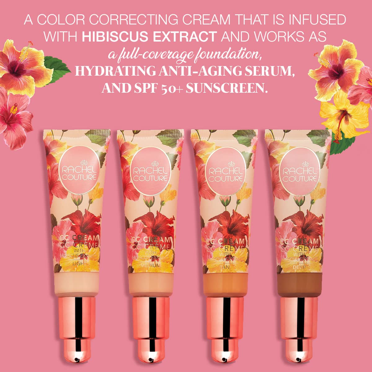 Rachel Couture CC Cream | Color-Correcting Foundation with Hyaluronic Acid | Light
