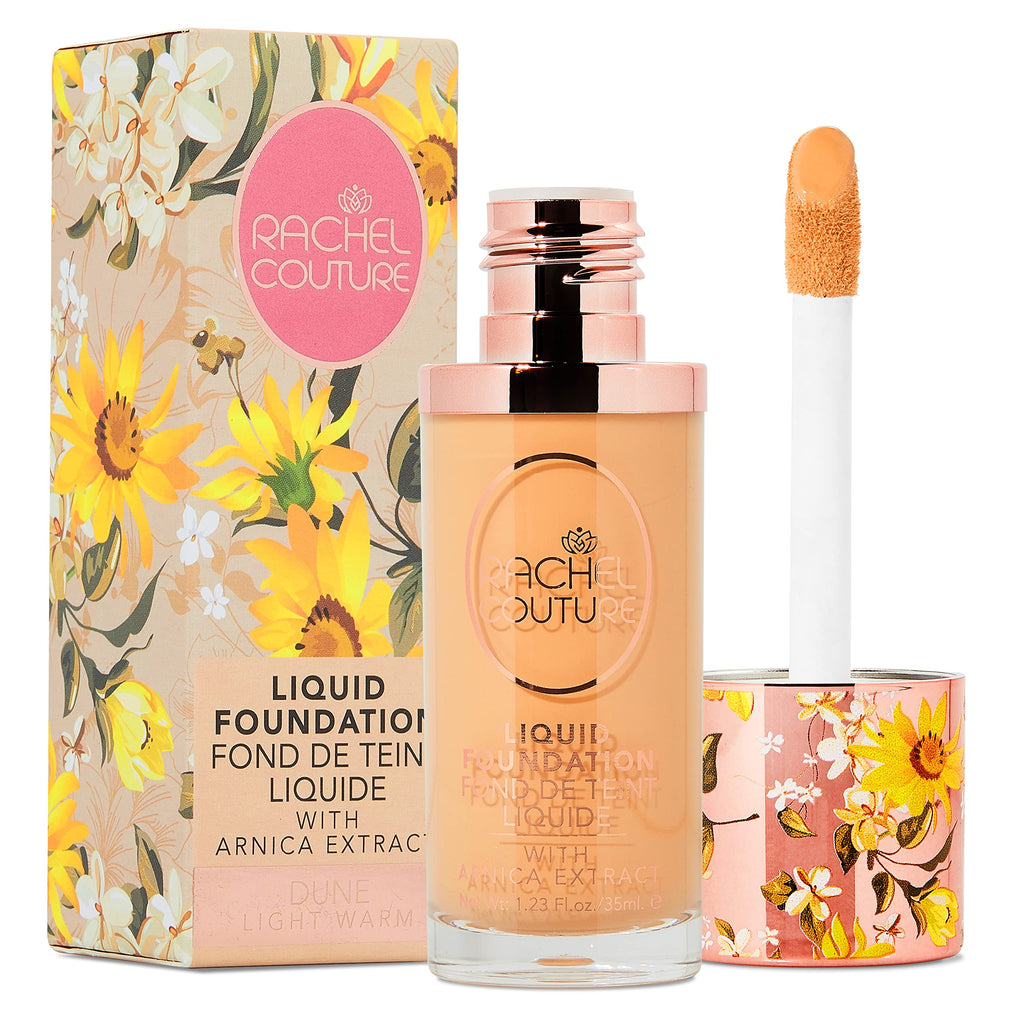 Rachel Couture Lightweight Foundation with Buildable Coverage & Matte Finish | Vegan & Cruelty-Free | Arnica Extract Infusion - 1.18 Fl Oz - Dune