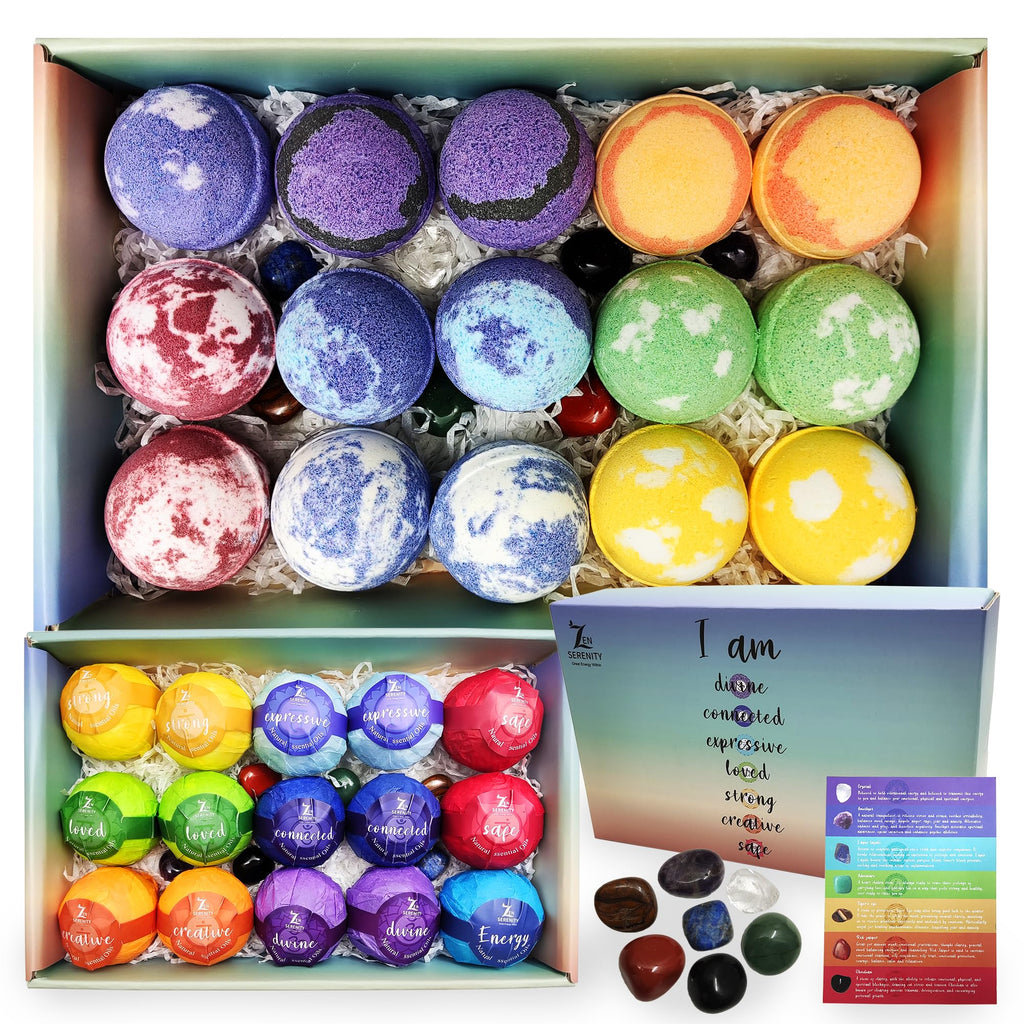 Rachelle Parker Chakra Healing Gemstones Bath Bombs | 15 Essential Oil Bath Bombs for Yoga & Meditation
