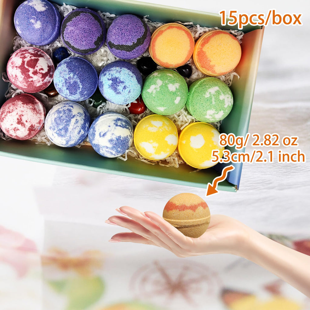 Rachelle Parker Chakra Healing Gemstones Bath Bombs | 15 Essential Oil Bath Bombs for Yoga & Meditation