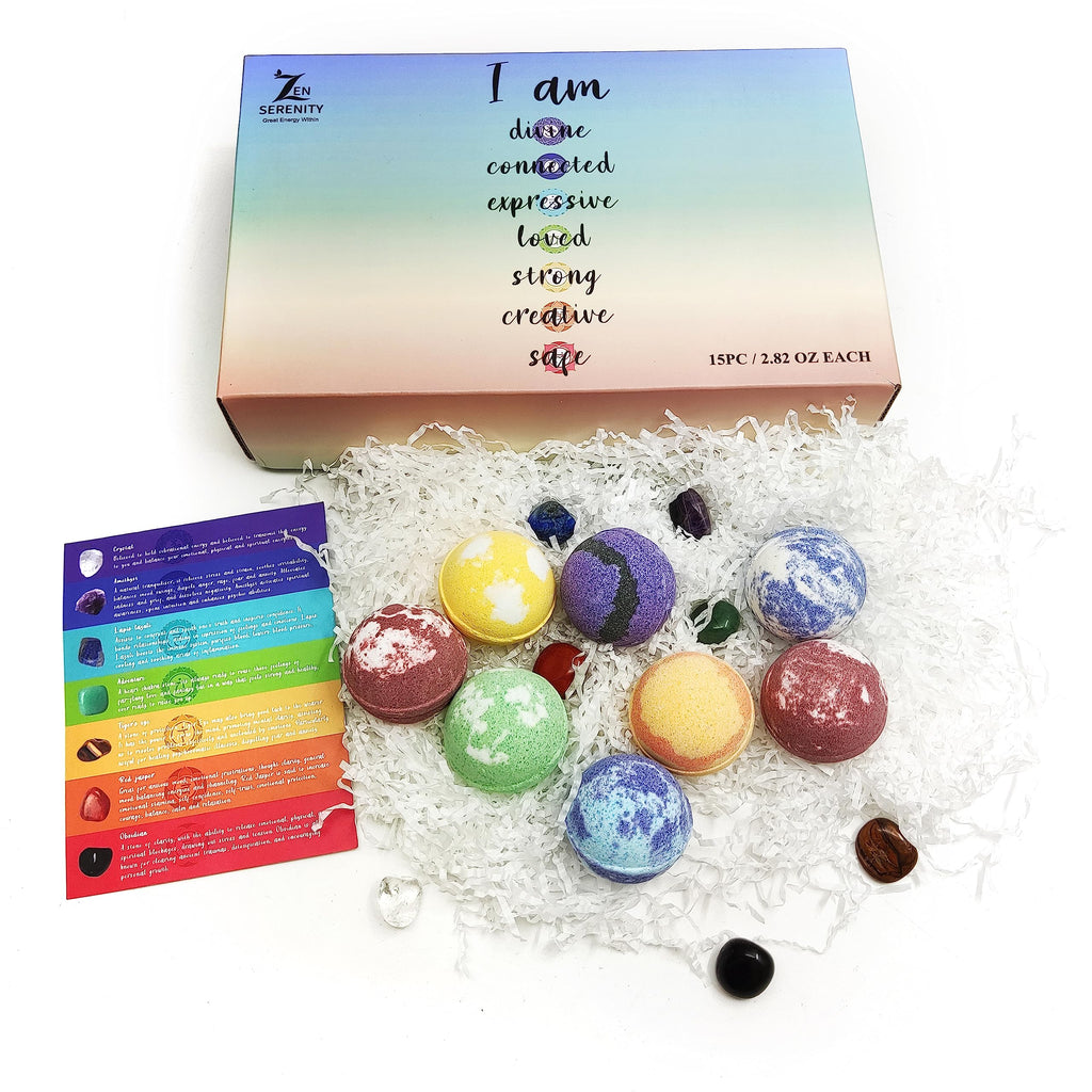 Rachelle Parker Chakra Healing Gemstones Bath Bombs | 15 Essential Oil Bath Bombs for Yoga & Meditation