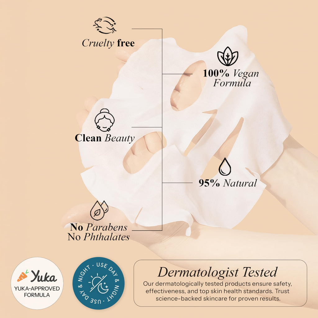 Radiant Aura Vitamin C & E Sheet Mask – Deep Hydration, Anti-Aging, Korean Skincare, 15 Count | Vegan