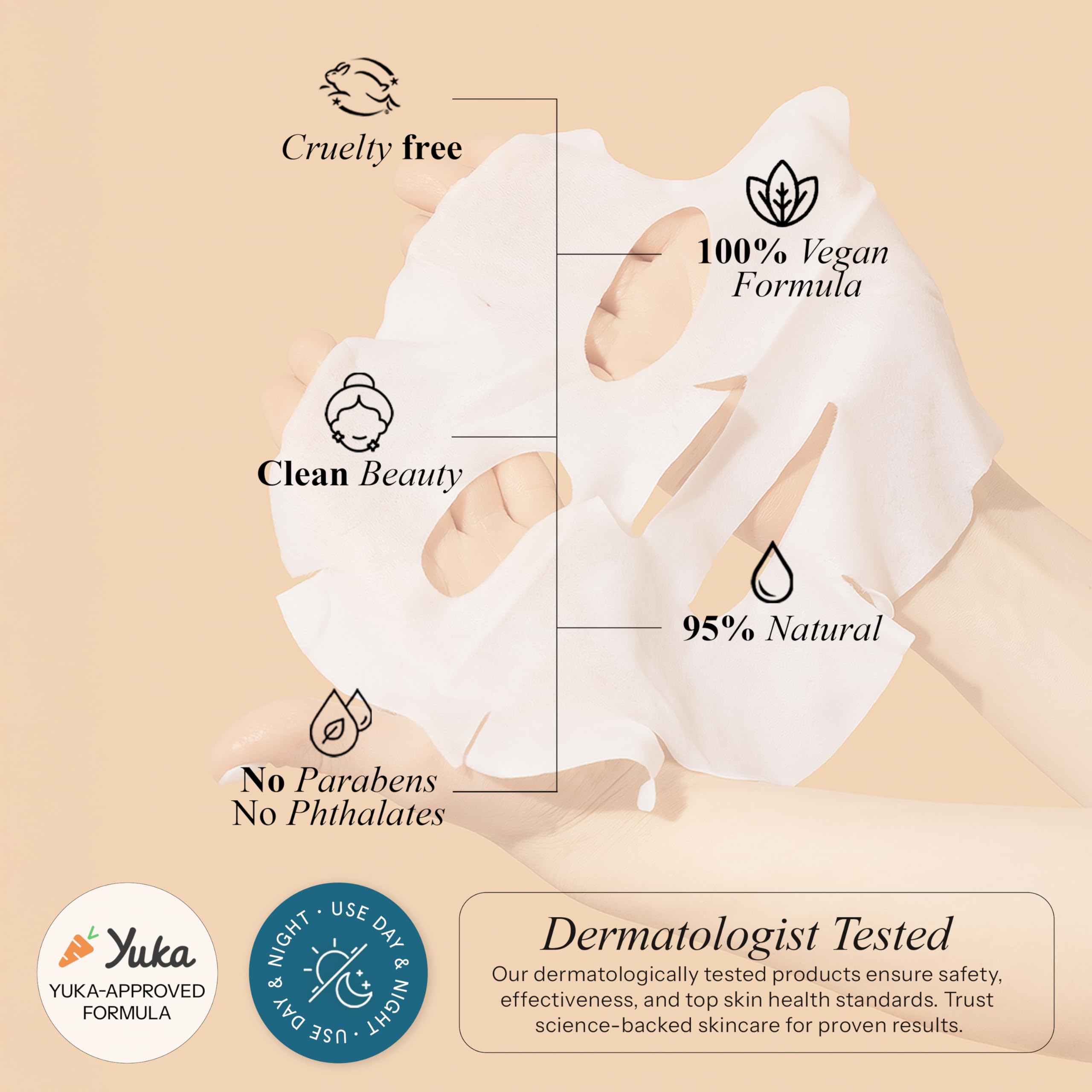 Radiant Aura Vitamin C & E Sheet Mask – Deep Hydration, Anti-Aging, Korean Skincare, 15 Count | Vegan