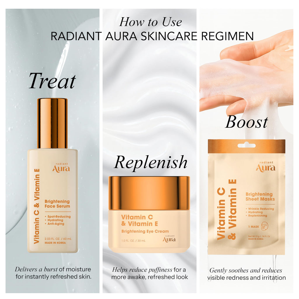Radiant Aura Vitamin C & E Serum for Face – Lightweight K-Beauty Hydration | Vegan, Clean Beauty | Pack of 2