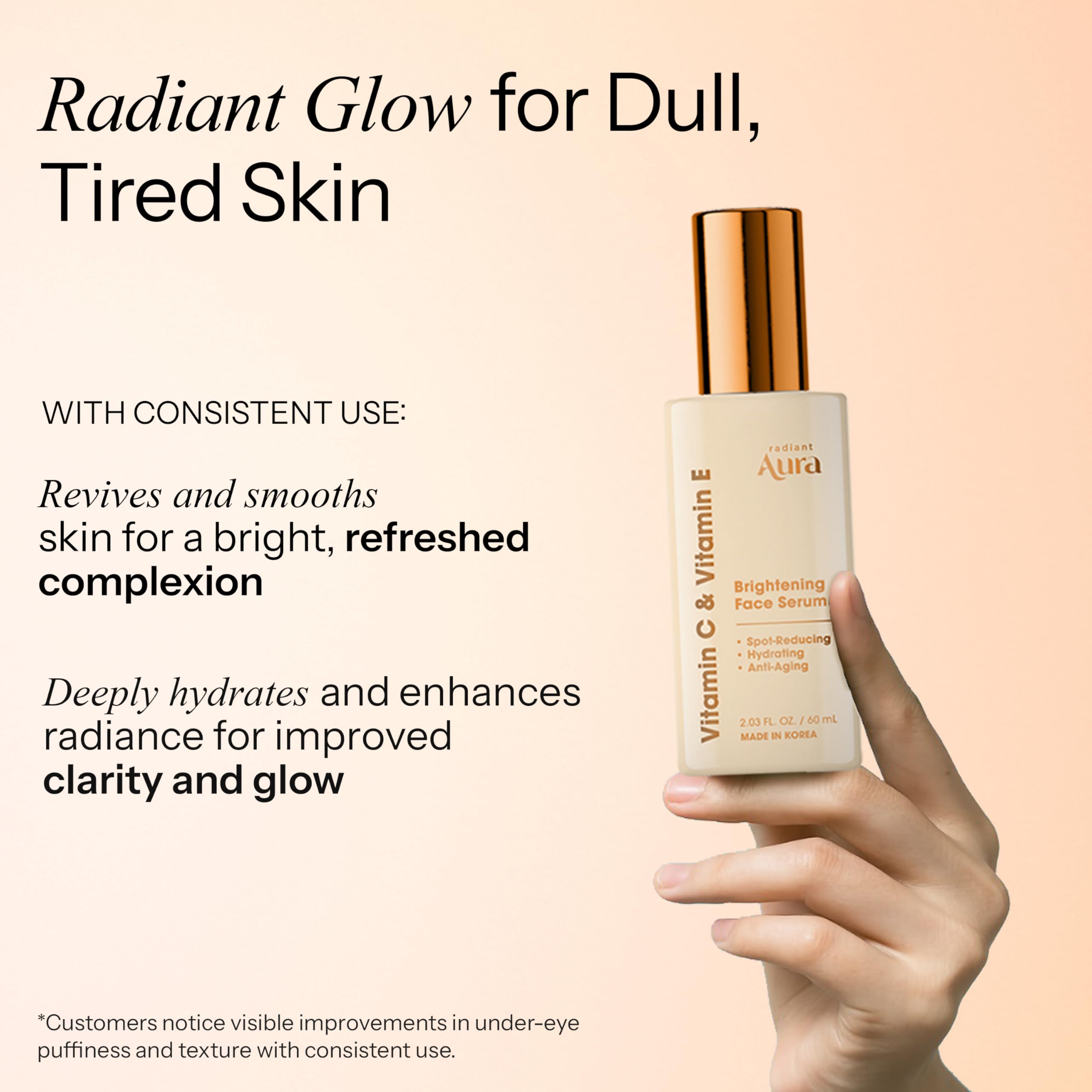 Radiant Aura Vitamin C & E Serum for Face – Lightweight K-Beauty Hydration | Vegan, Clean Beauty | Pack of 2