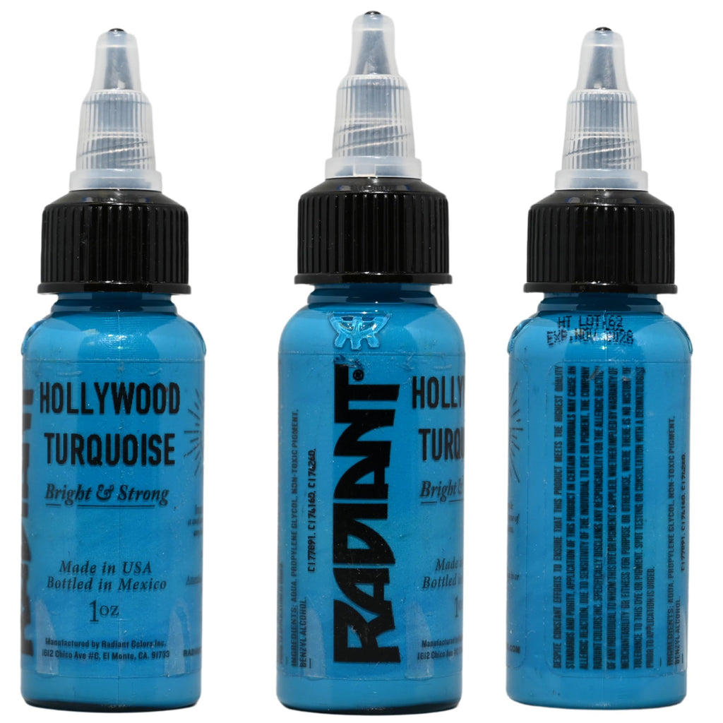 Radiant Colors Hollywood Turquoise Tattoo Ink – 1oz Bottle for Color & Shading