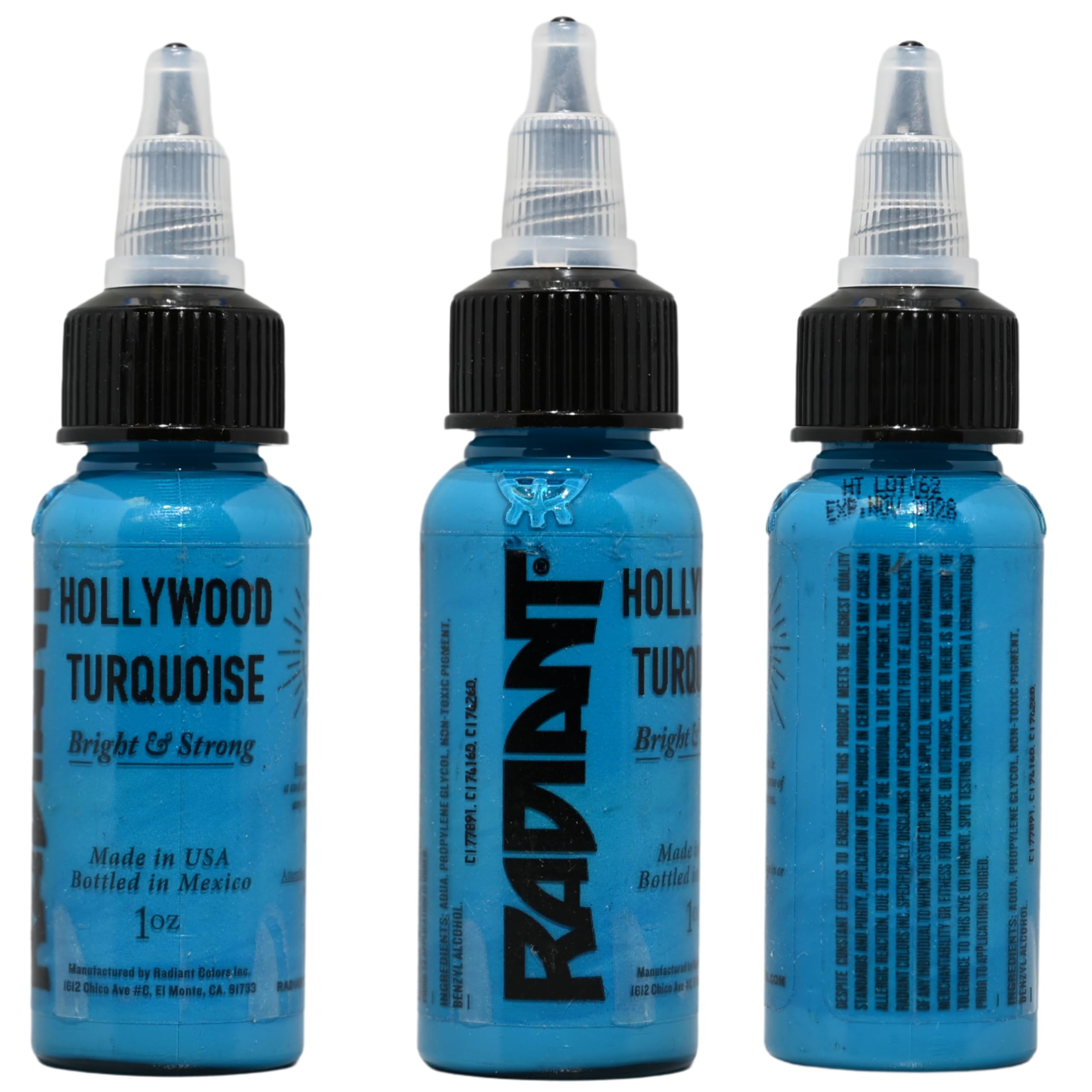 Radiant Colors Hollywood Turquoise Tattoo Ink – 1oz Bottle for Color & Shading