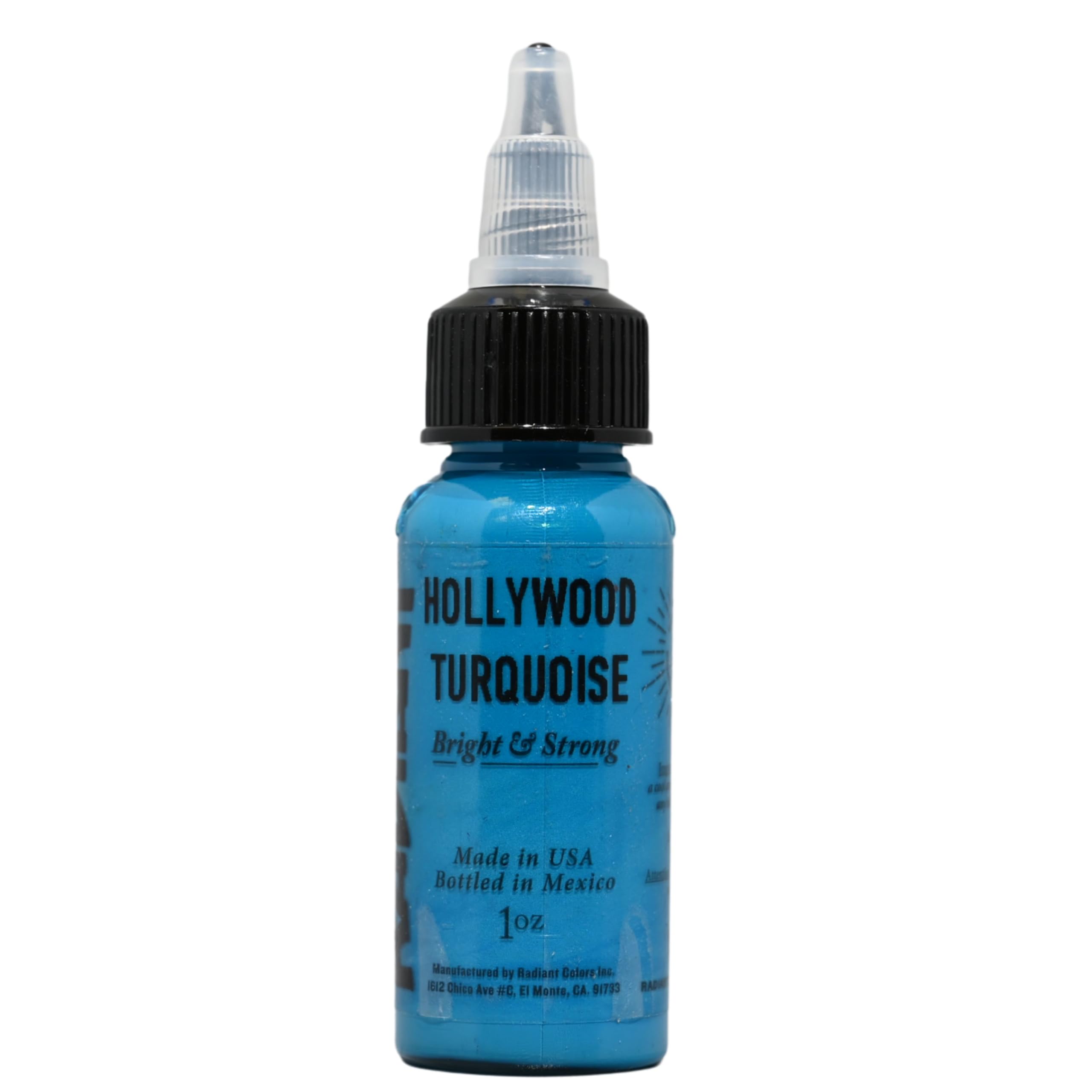 Radiant Colors Hollywood Turquoise Tattoo Ink – 1oz Bottle for Color & Shading