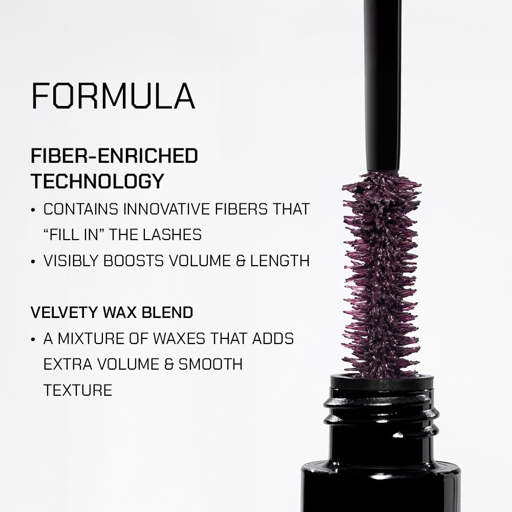 Radiant Professional Lengthening Mascara – Fiber Lash, Smudge-Proof Volume & Length | Cruelty-Free Formula with Argan Butter & Tsubaki Oil | 0.43 oz (03 AMETHYST)