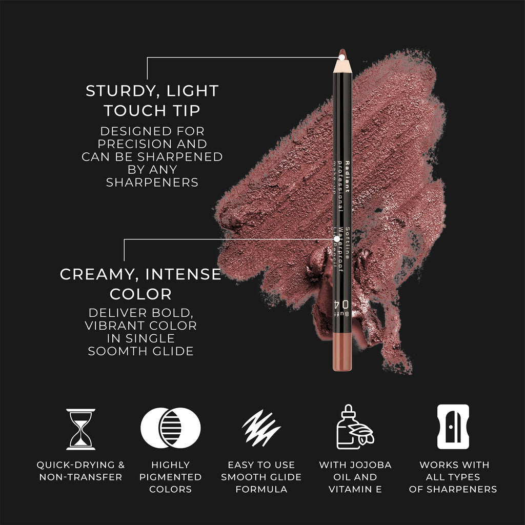 Radiant Professional Waterproof Lip Liner Pencil — Long-Lasting, Creamy Definition with Vitamin E