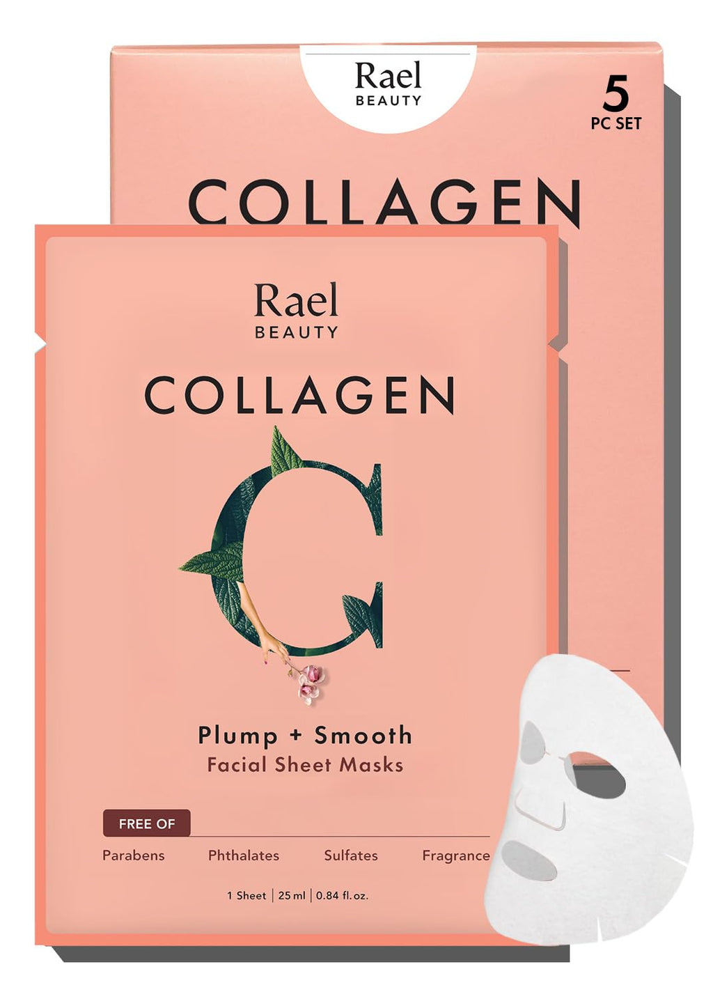 Rael Collagen Face Mask – Bamboo Sheet Mask with Collagen Essence (5 Sheets)