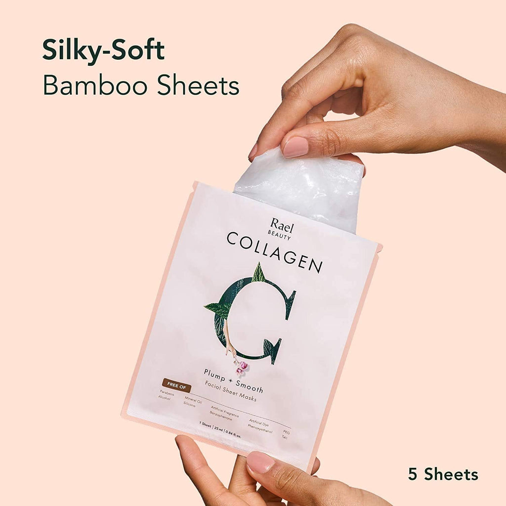 Rael Collagen Face Mask – Bamboo Sheet Mask with Collagen Essence (5 Sheets)