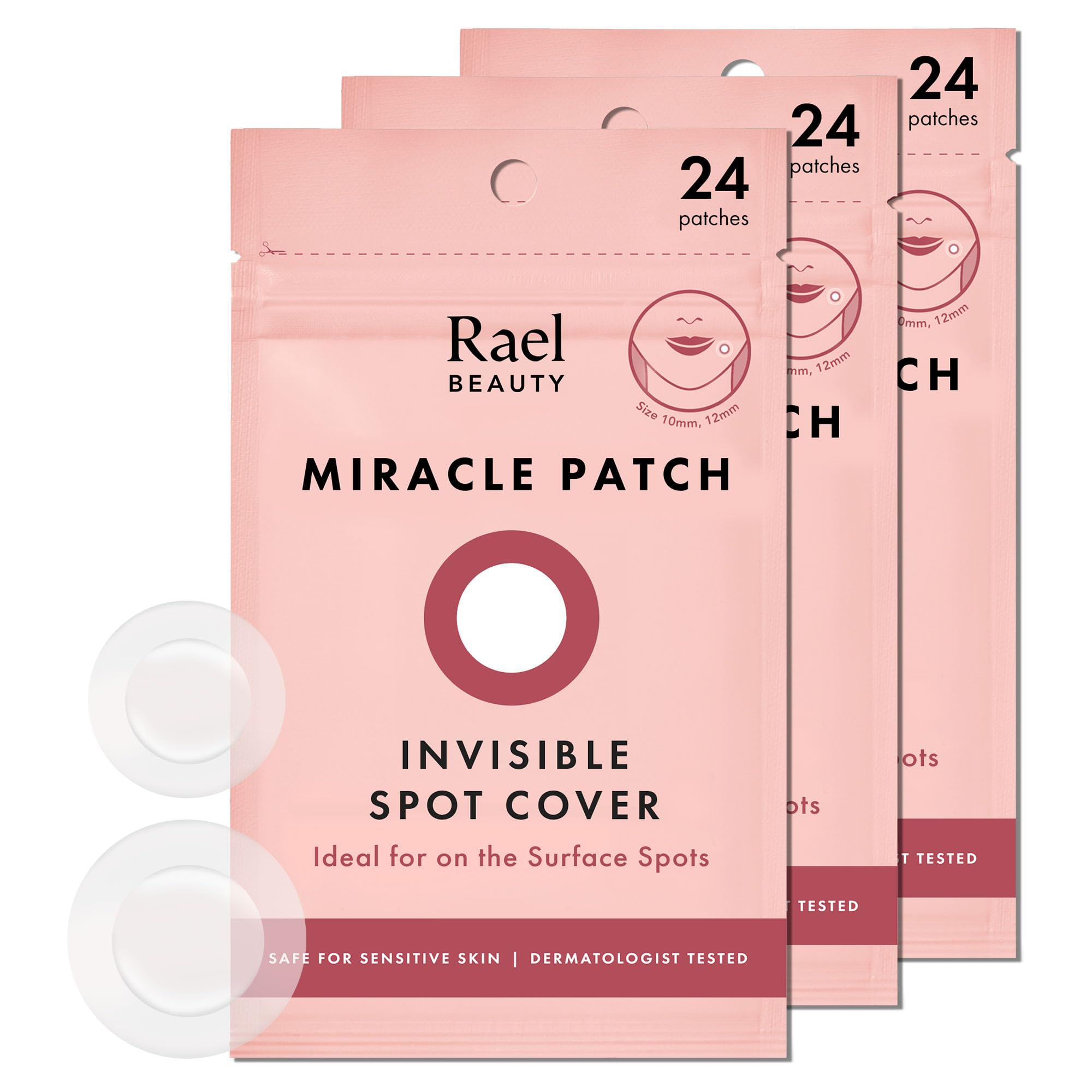 Rael Pimple Patches - Miracle Invisible Spot Cover, Hydrocolloid Acne Patches, 2 Sizes (72 Count)
