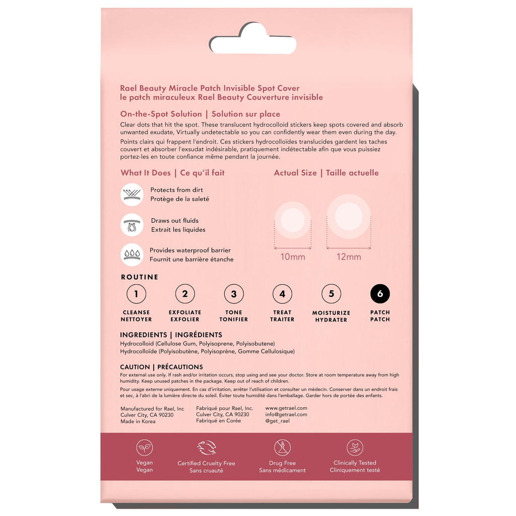 Rael Pimple Patches – Miracle Invisible Spot Cover (Hydrocolloid, 2 Sizes, 48 Count)