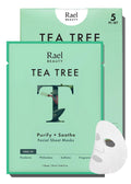 Rael Tea Tree Face Masks – Bamboo Sheet Mask for All Skin Types (5 Sheets)