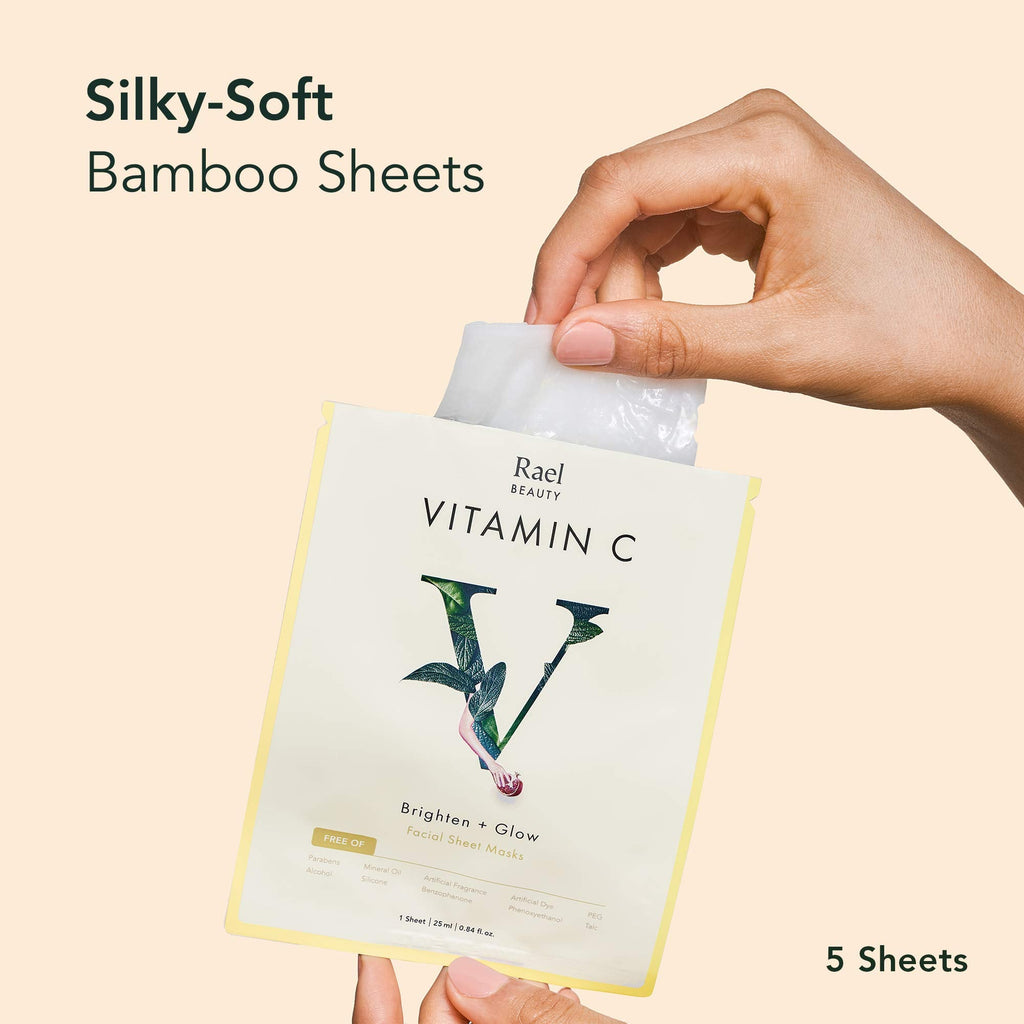 Rael Vitamin C Face Masks – Brighten & Glow with Pomegranate & Citrus Extract (All Skin Types) | 5 Count