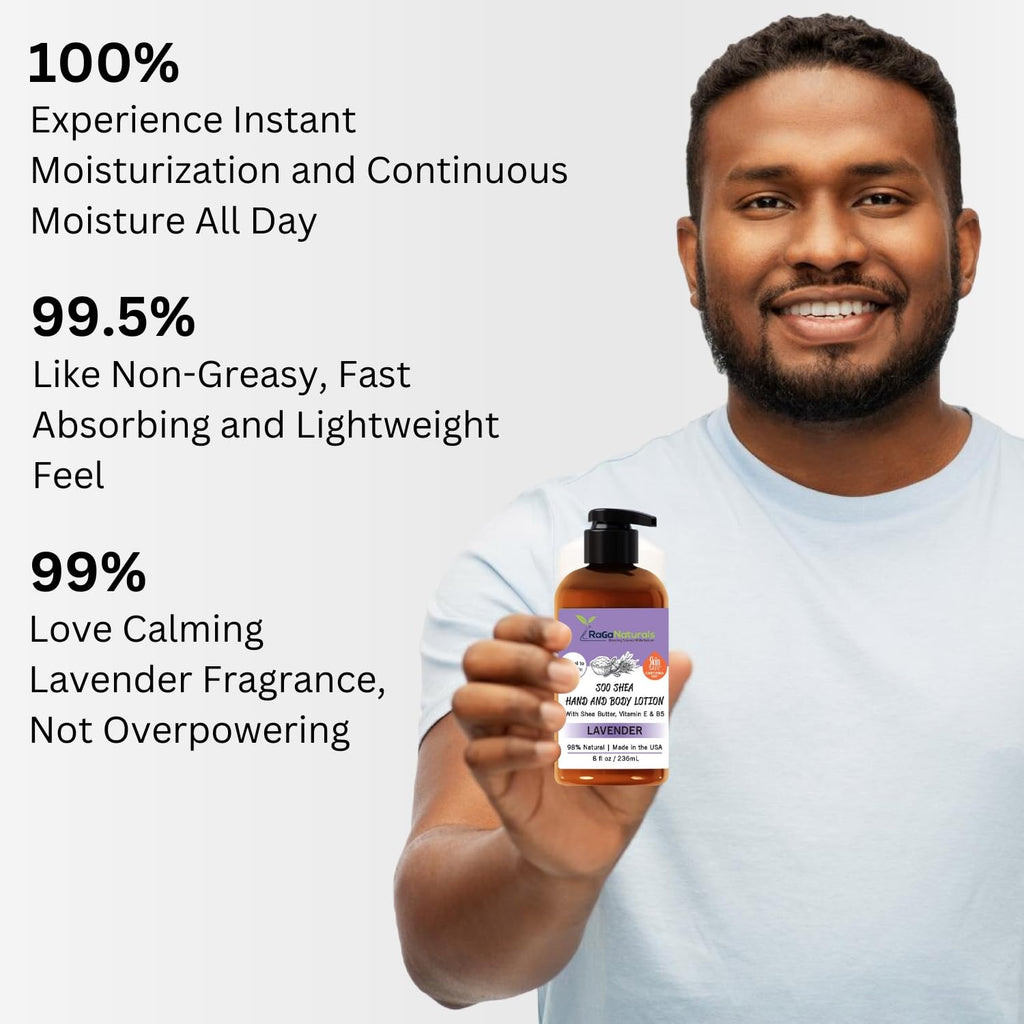 RaGaNaturals Lavender Shea Butter Lotion – 8 oz | Plant-Based, Vegan Moisturizer with Argan, Avocado Oil & Vitamin E