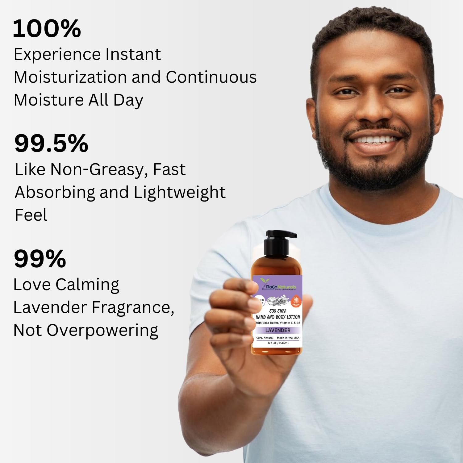RaGaNaturals Lavender Shea Butter Lotion – 8 oz | Plant-Based, Vegan Moisturizer with Argan, Avocado Oil & Vitamin E