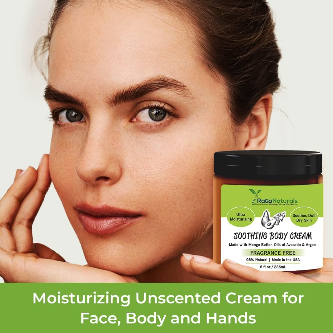 RaGaNaturals Mango Butter Moisturizing Cream for Dry Skin – Fragrance-Free & Non-Greasy