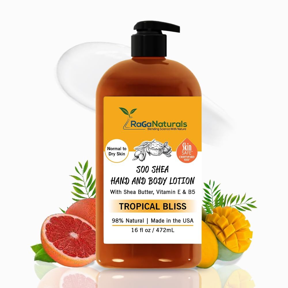 RaGaNaturals Mango Body Lotion for Dry Skin | Tropical Bliss Moisturizer with Shea Butter, Argan & Avocado Oil - 16 oz - Vegan