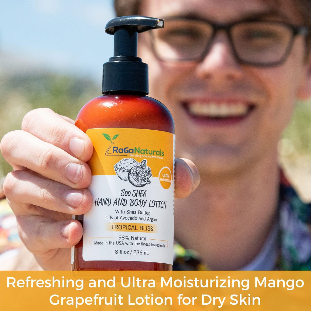 RaGaNaturals Mango Body Lotion for Dry Skin | Tropical Bliss Moisturizer with Shea Butter, Argan & Avocado Oil - 16 oz - Vegan