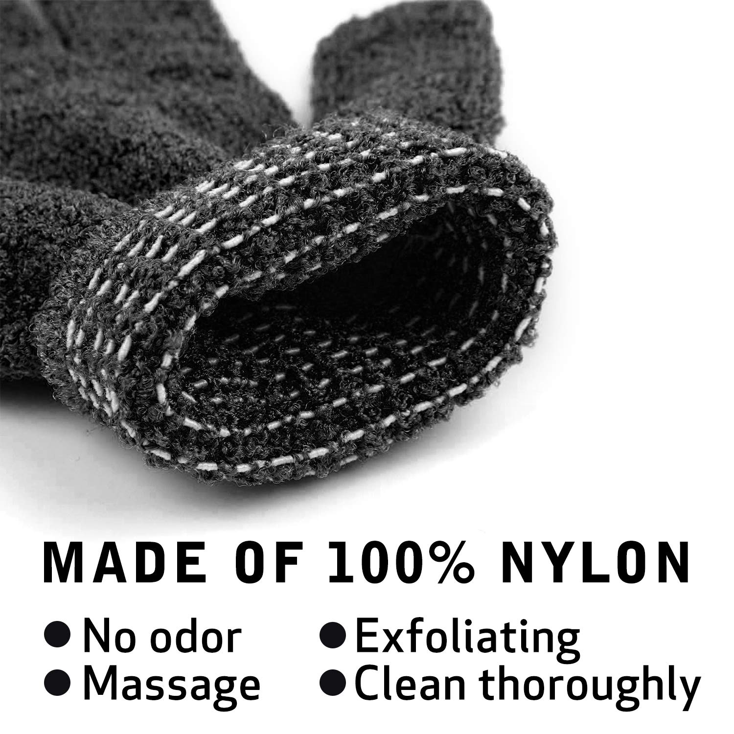 Rainmae 6Pairs Exfoliating Gloves – Premium Black Bath Scrub Mitts