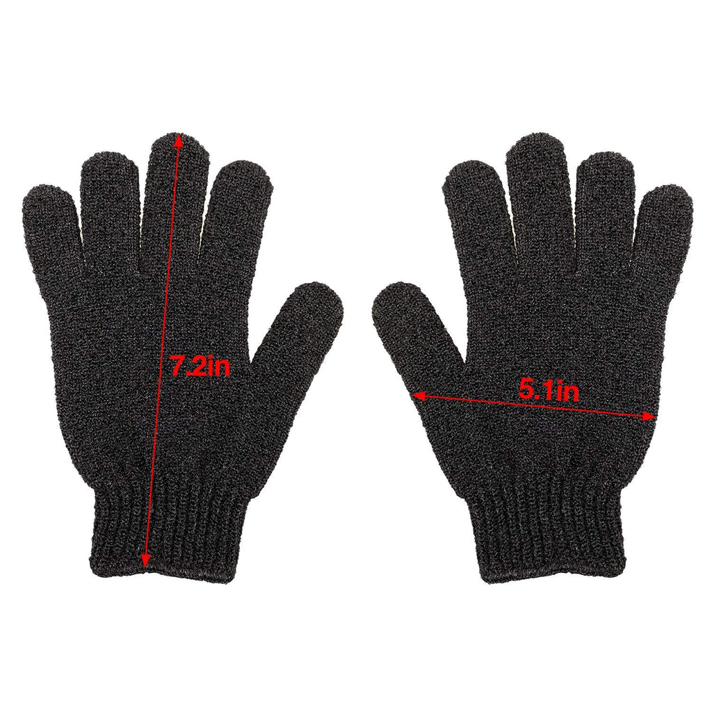 Rainmae 6Pairs Exfoliating Gloves – Premium Black Bath Scrub Mitts