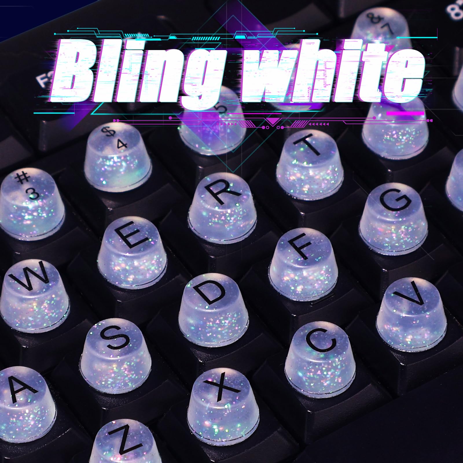 Raised Button Raised Keyboard Stickers for Long Nails – Soft Silicone, Clear, 64 Pcs