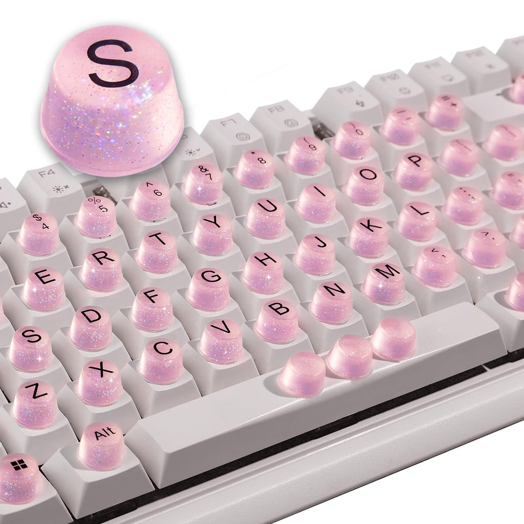Raised Button Pink Keyboard Stickers for Long Nails – Soft Silicone Keycaps (64 Pcs)