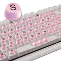 Raised Button Pink Keyboard Stickers for Long Nails – Soft Silicone Keycaps (64 Pcs)